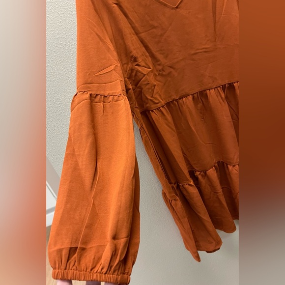 Unbranded New Without Tags XL Elegant Burnt Orange Women's Dress - Picture 3 of 7